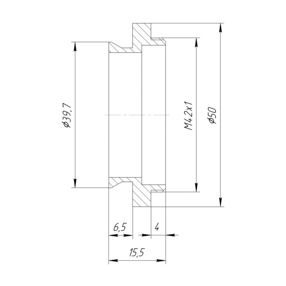 39.7mm microscope dovetail to M42x1 male thread adapter