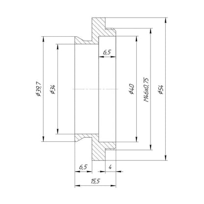 39.7mm microscope dovetail to M46x0.75 male thread adapter