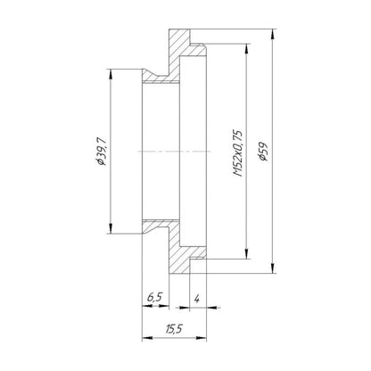 39.7mm microscope dovetail to M52x0.75 male thread adapter