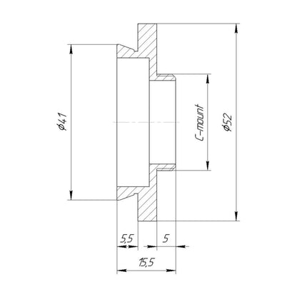 41mm microscope dovetail to C-mount male thread adapter (LOMO MBI-1)