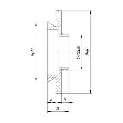 42mm microscope dovetail to C-mount camera mount adapter