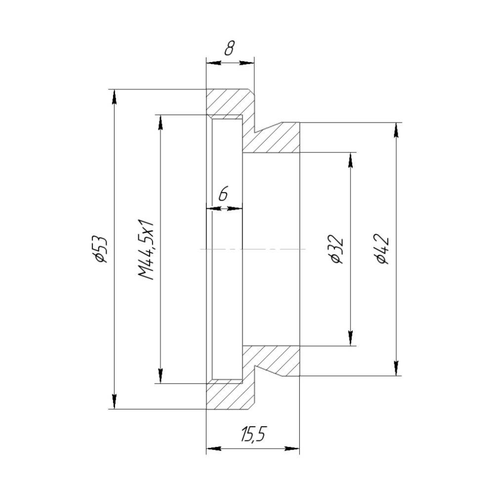 42mm dovetail to M44.5x1 female thread adapter