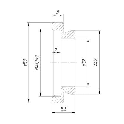 42mm dovetail to M44.5x1 female thread adapter
