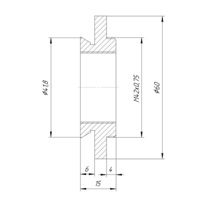42mm microscope dovetail to M42x0.75 (T2) male thread adapter