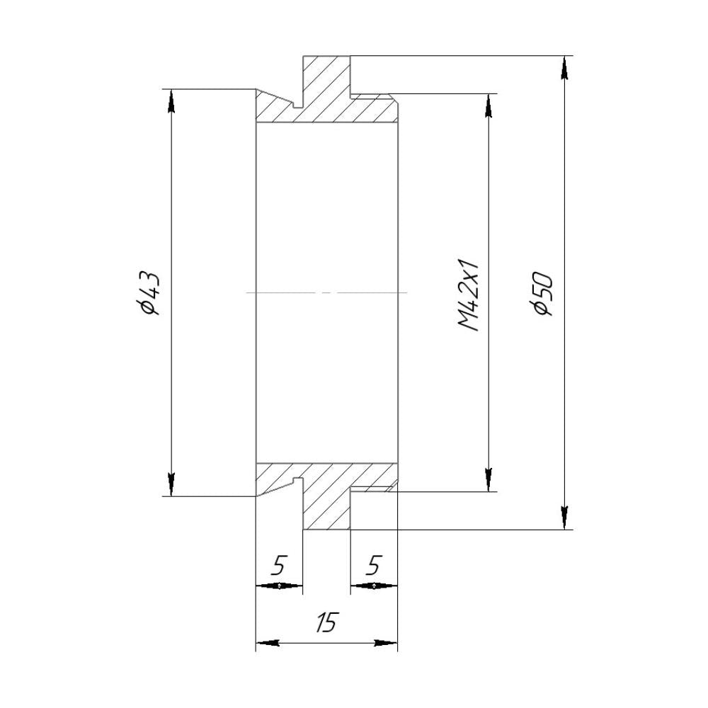 43mm microscope dovetail to M42x1 male thread adapter