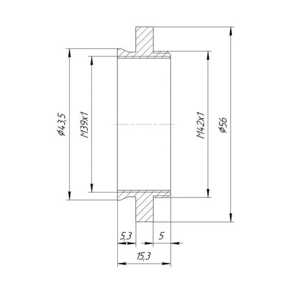 43.5mm microscope dovetail (Zeiss West) to M42x1 male thread adapter