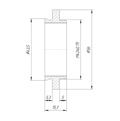 43.5mm microscope dovetail (Zeiss West) to T2 male thread adapter