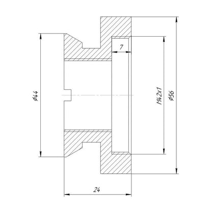 44mm dovetail (Optiphot) to M42x1 female thread adapter