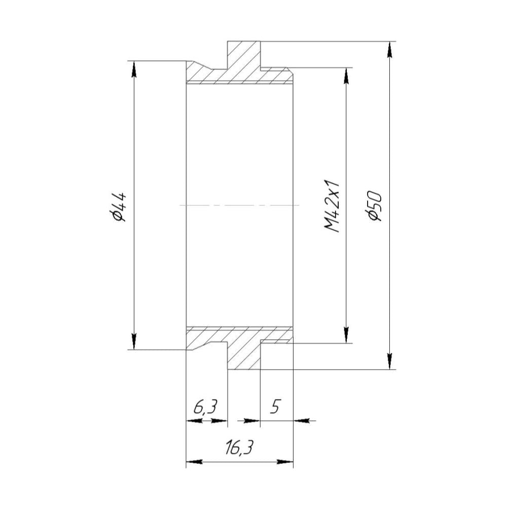 44mm microscope dovetail (Zeiss Standard) to M42x1 male thread adapter