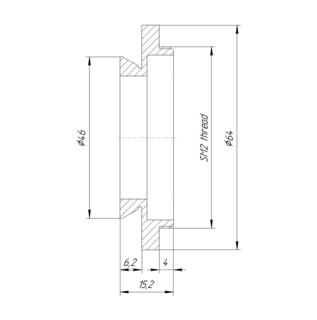 46mm microscope dovetail to SM2 male thread adapter