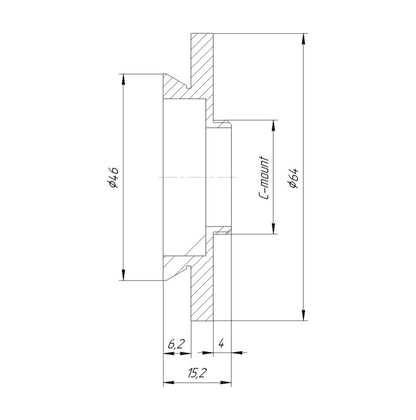 46mm microscope dovetail to C-mount male thread adapter, wide