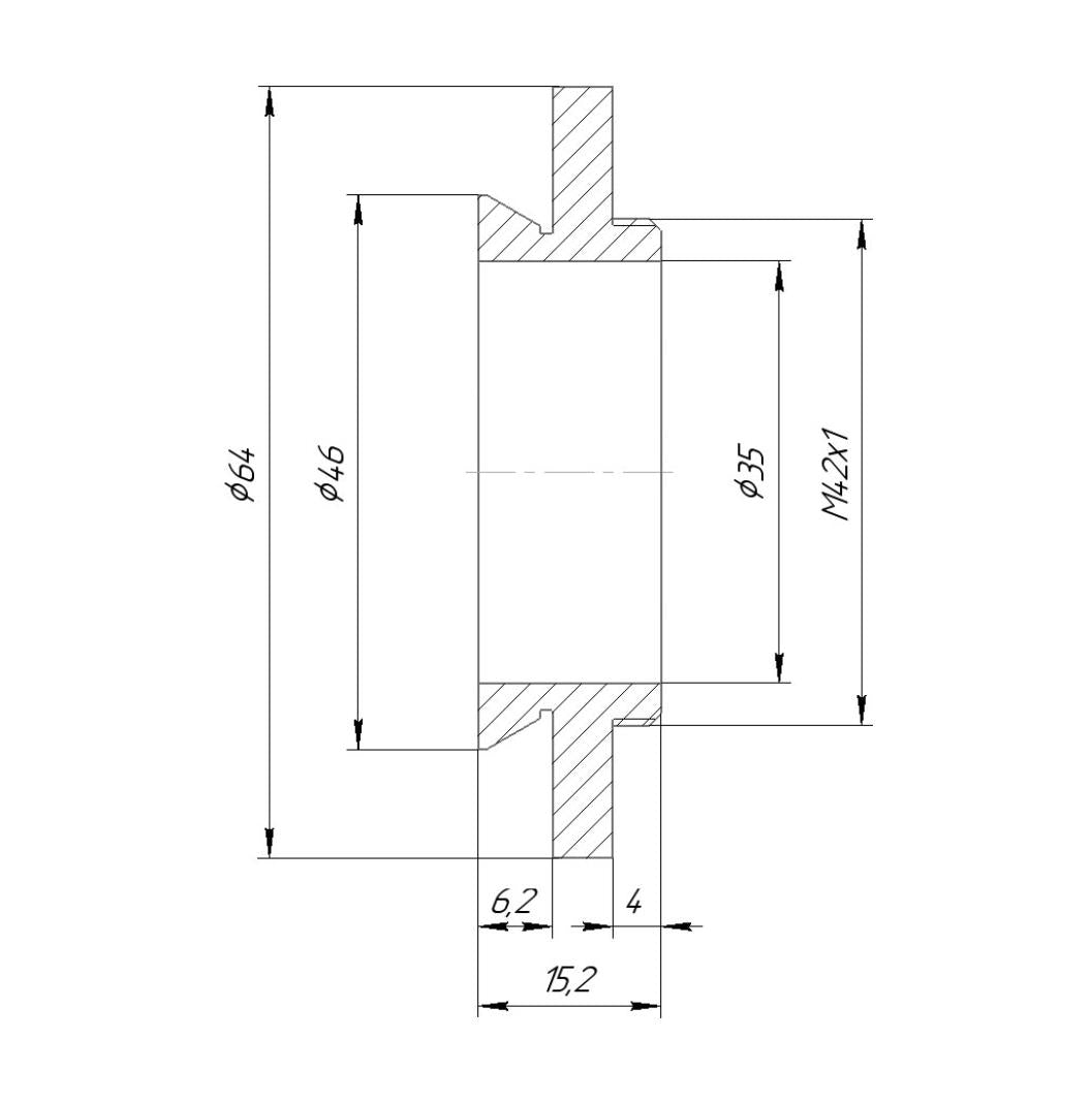 46mm microscope dovetail to M42x1 male thread mount adapter, wide