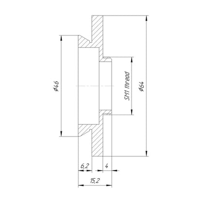 46mm microscope dovetail to SM1 male thread adapter, wide