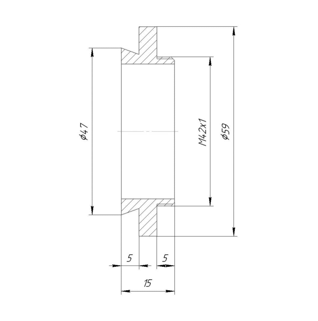 47mm microscope dovetail to M42x1 male thread adapter