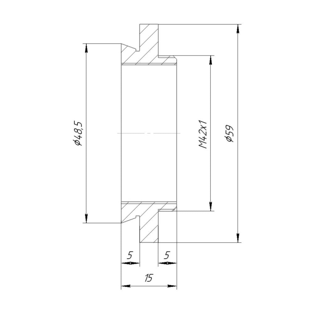 48.5mm microscope dovetail to M42x1 male thread adapter