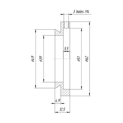 49mm dovetail to 51mm clamp adapter