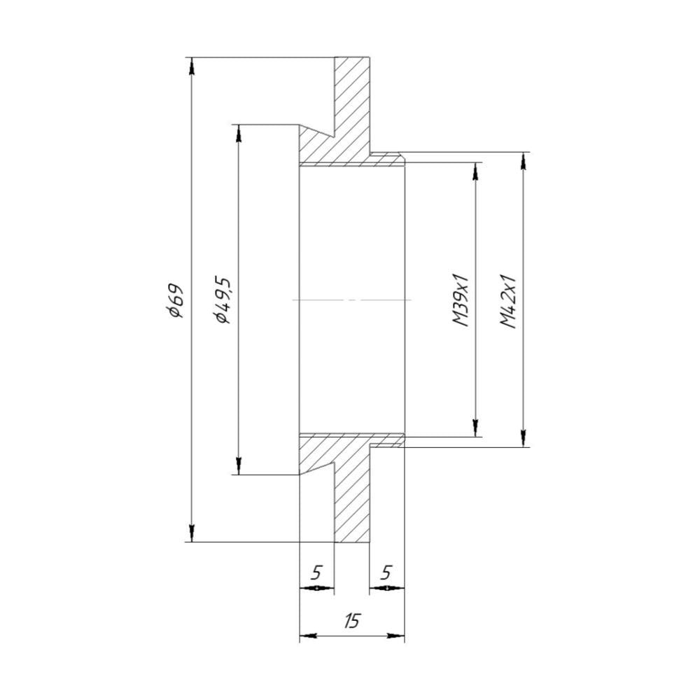 49.5mm microscope dovetail to M42x1 thread adapter, wide