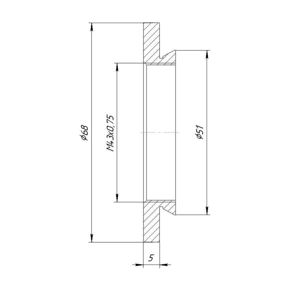 51mm microscope dovetail to M43x0.75 female thread adapter