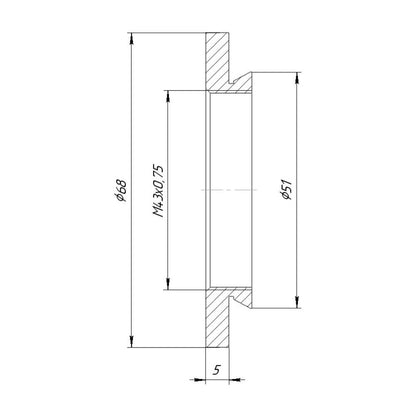 51mm microscope dovetail to M43x0.75 female thread adapter