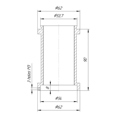90mm extender for 53.7mm Zeiss Axio ring dovetail mount