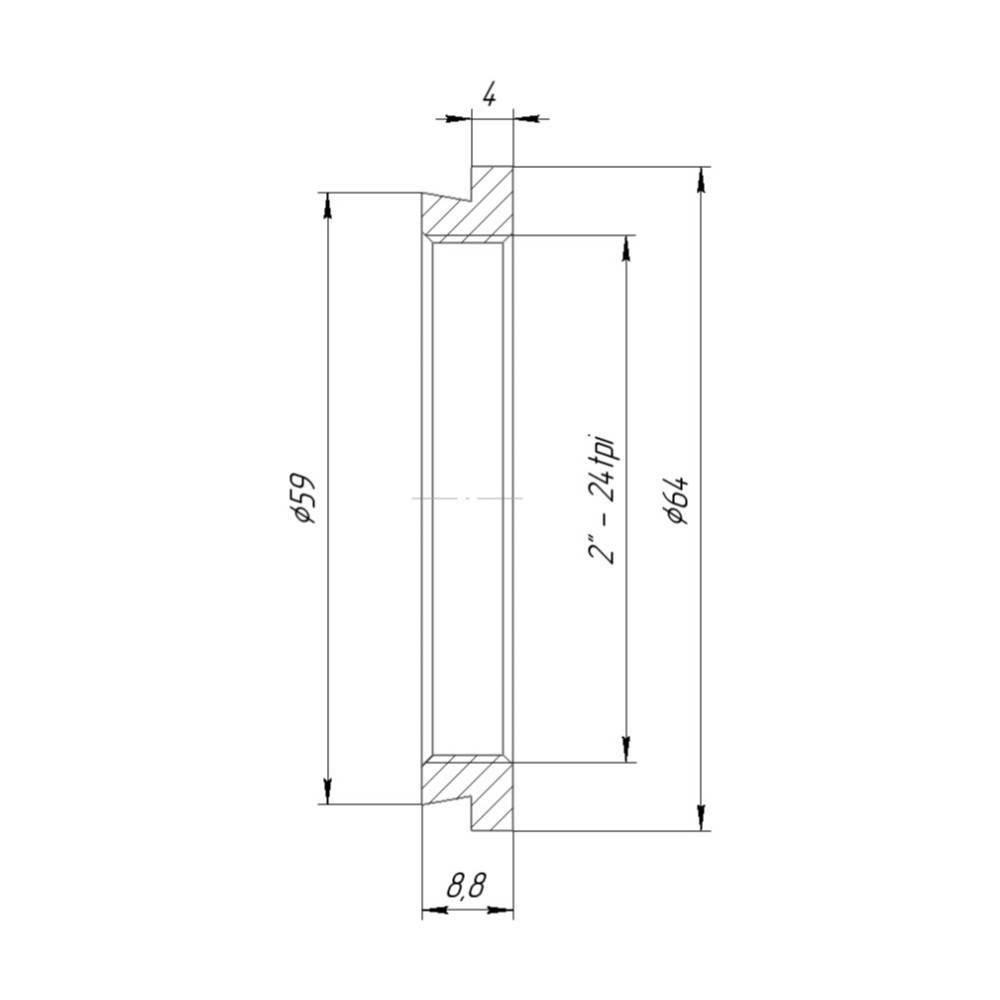 59mm ONAG dovetail to SCT2 female thread adapter