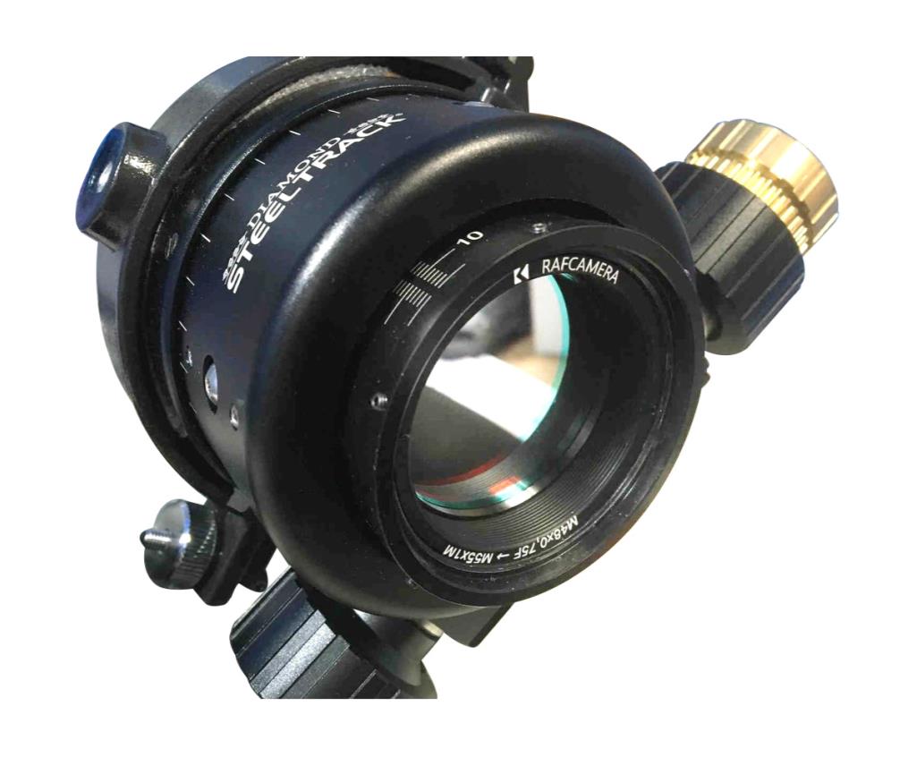 M48x0.75 female to M55x1 male thread adapter, flangeless