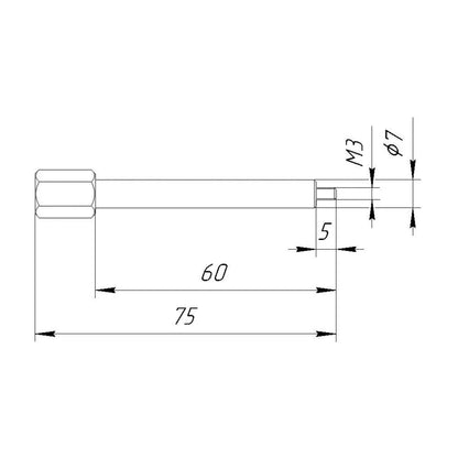 Focus Pulling Stick with M3 thread for Cabrio zoom lens, 75mm
