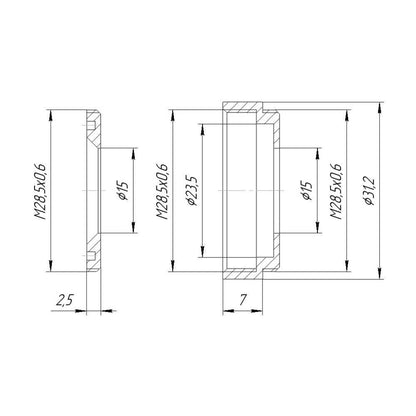 Filter holder for blocking filter with M28.5x0.6 threads