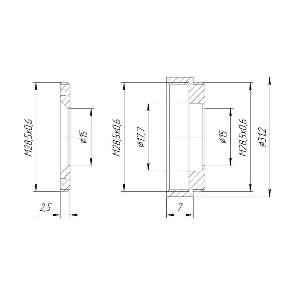 Filter holder for ITF with M28.5x0.6 threads