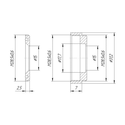 Filter holder for ITF with M28.5x0.6 threads