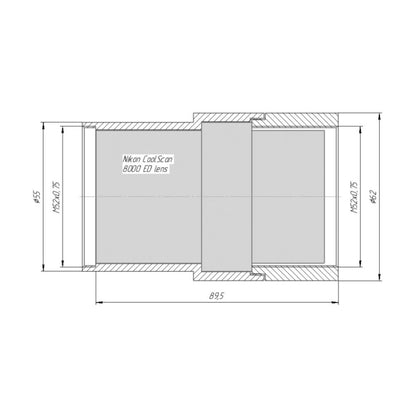 Special housing with M52x0.75 female threads for Nikon CoolScan 8000 ED lens
