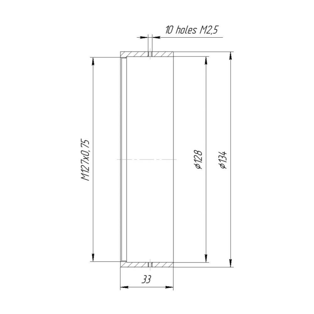 128mm clamp to M127x0.75 female thread adapter
