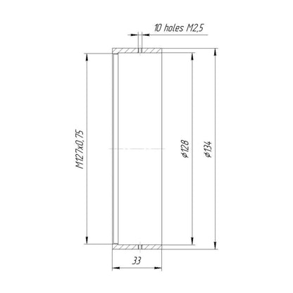 128mm clamp to M127x0.75 female thread adapter