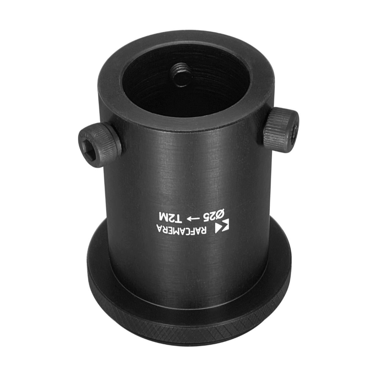 25mm clamp to M42x0.75 (T2) male thread adapter for microscope eyepiece tube