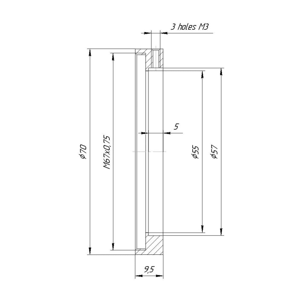 57mm clamp to M67x0.75 female thread adapter for LOMO OKC1-35-1