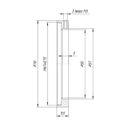 57mm clamp to M67x0.75 female thread adapter for LOMO OKC1-35-1