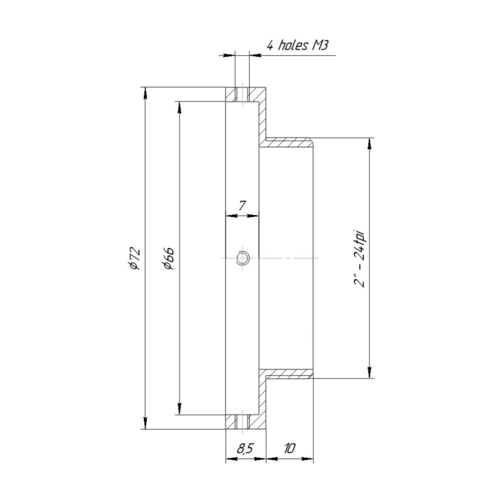 66mm clamp to SCT2 male thread adapter for Intes MK67 telescope