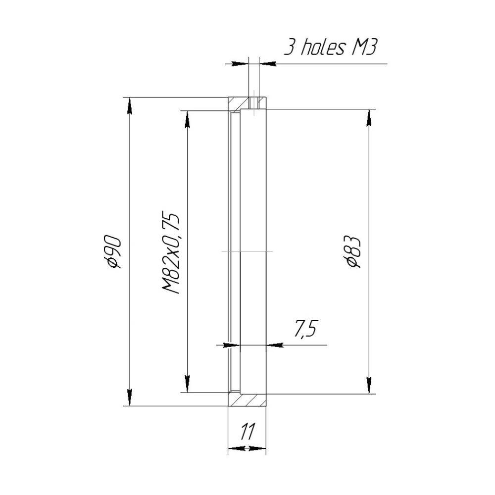 83mm clamp to M82x0.75 female thread adapter