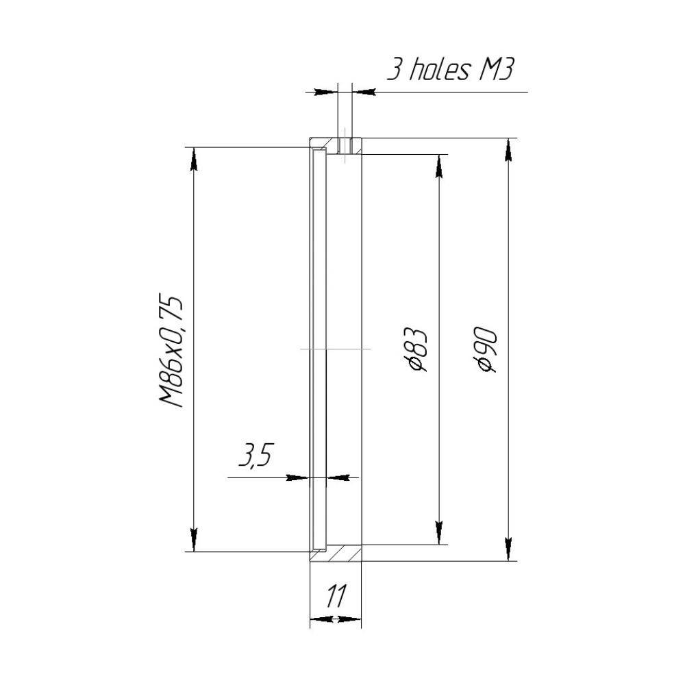 83mm clamp to M86x0.75 female thread adapter