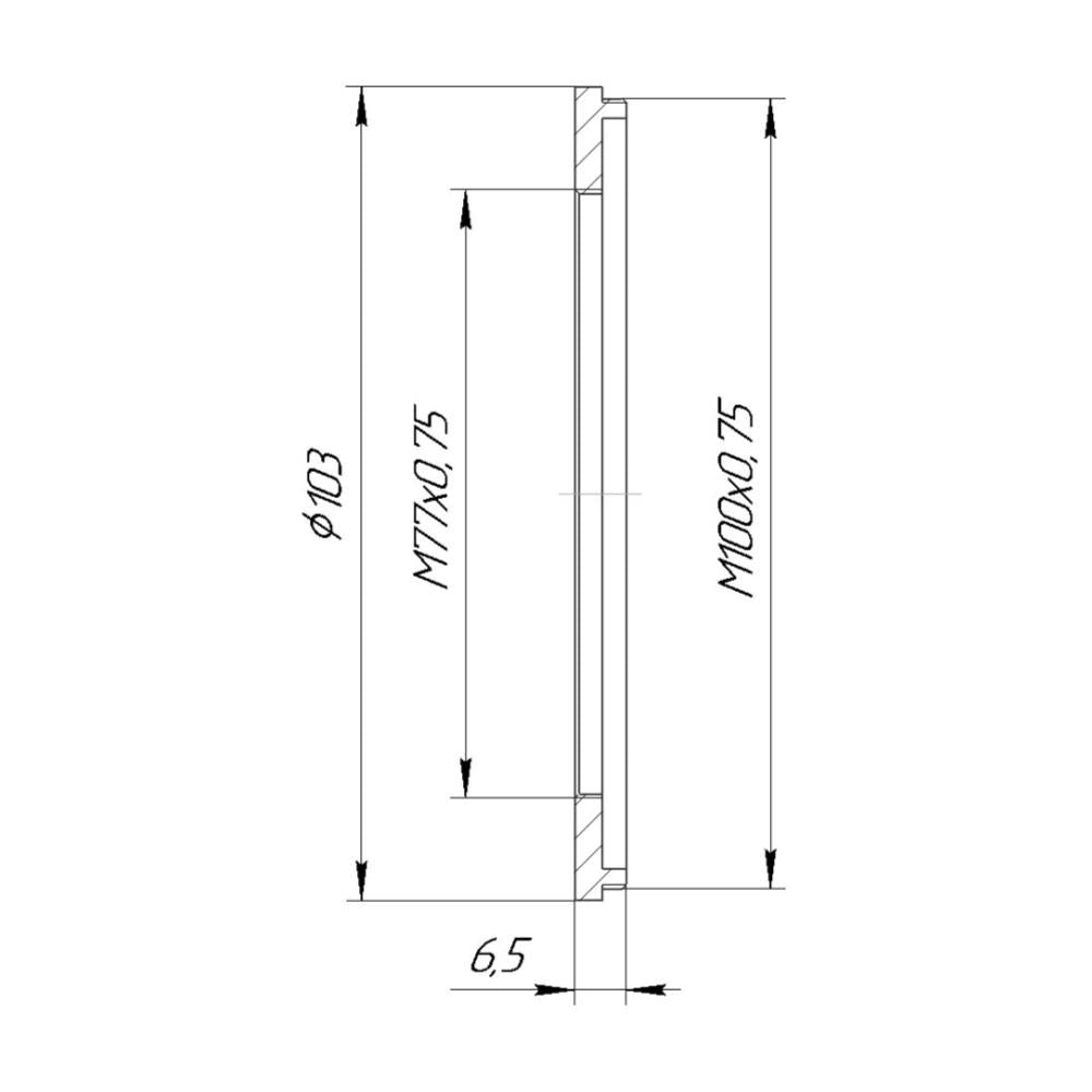 M100x0.75 male to M77x0.75 female thread adapter (filter step-down ring)