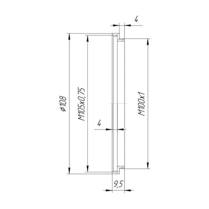 M100x1 male to M105x0.75 female thread adapter