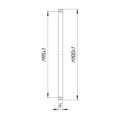 M100x1 male to M95x1 female thread adapter (100mm to 95mm step-down ring)
