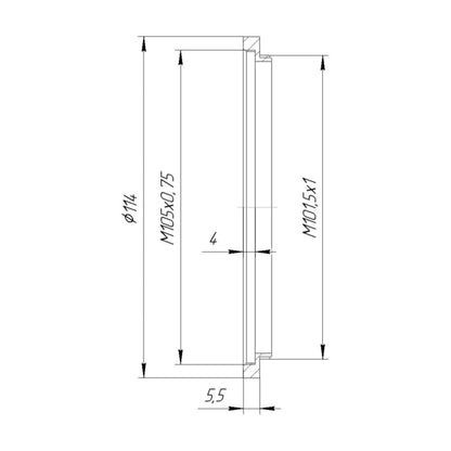 M101.5x1 male to M105x0.75 female thread adapter (filter step-up ring)