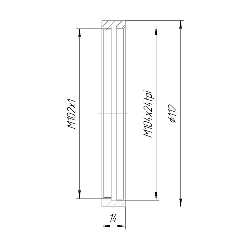 M102x1 female to M104x24tpi female thread adapter
