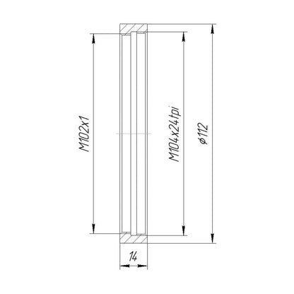 M102x1 female to M104x24tpi female thread adapter