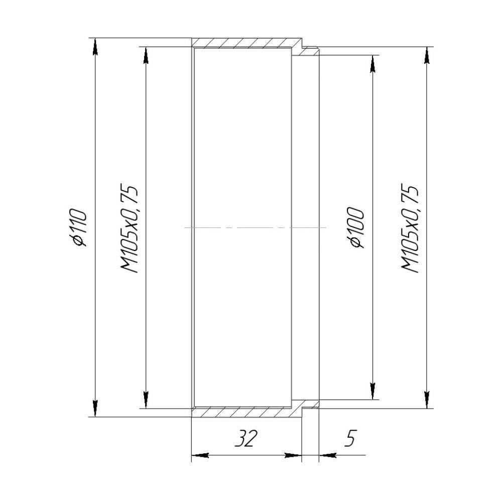 M105x0.75 thread extender, 32mm long
