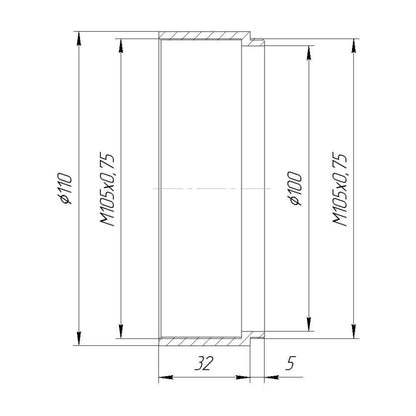 M105x0.75 thread extender, 32mm long