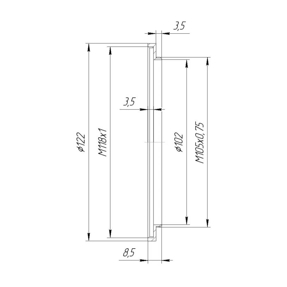 M105x0.75 male to M118x1 female thread adapter
