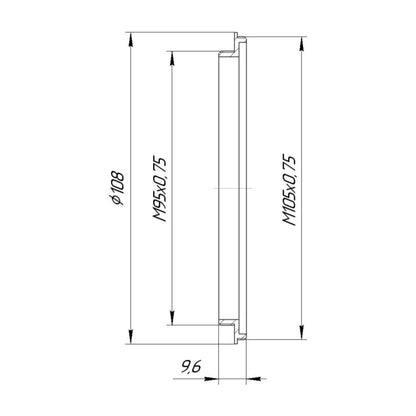 M105x0.75 male to M95x0.75 male thread adapter
