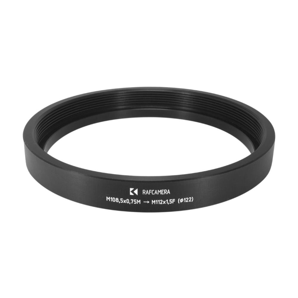 M108.5x0.75 male to M112x1.5 female thread adapter (step-up ring)